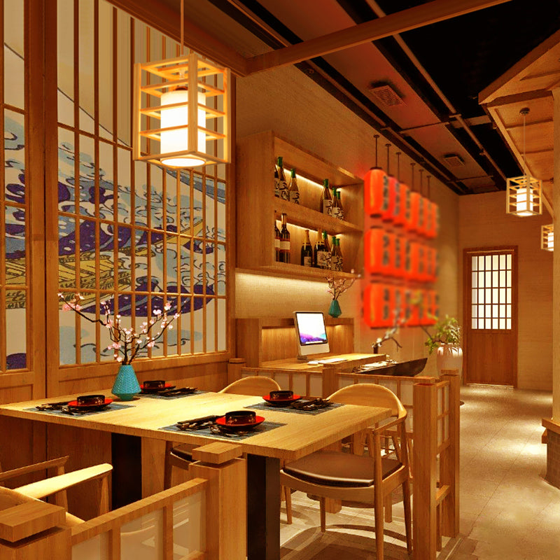 Holzrechteck hängende Lampe zeitgenössische weiße Glasschatten -Anhängerlampe für Esszimmer