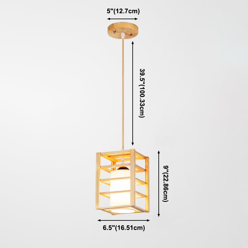Holzrechteck hängende Lampe zeitgenössische weiße Glasschatten -Anhängerlampe für Esszimmer