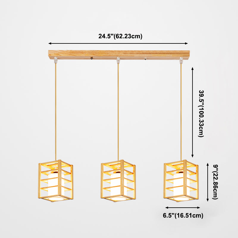 Holzrechteck hängende Lampe zeitgenössische weiße Glasschatten -Anhängerlampe für Esszimmer