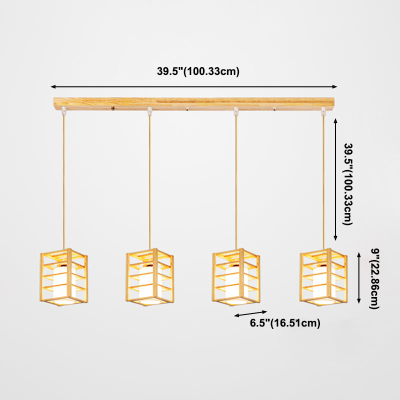 Holzrechteck hängende Lampe zeitgenössische weiße Glasschatten -Anhängerlampe für Esszimmer