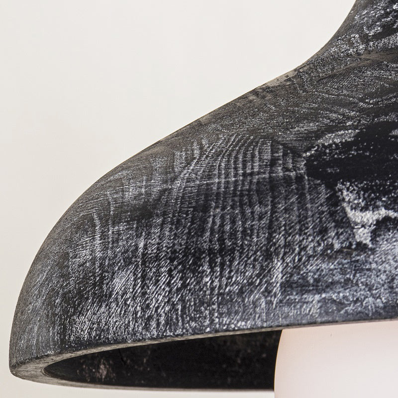 Luce sospesa in legno cono 1 lampadina lampadina con tonalità in vetro globo per sala da pranzo