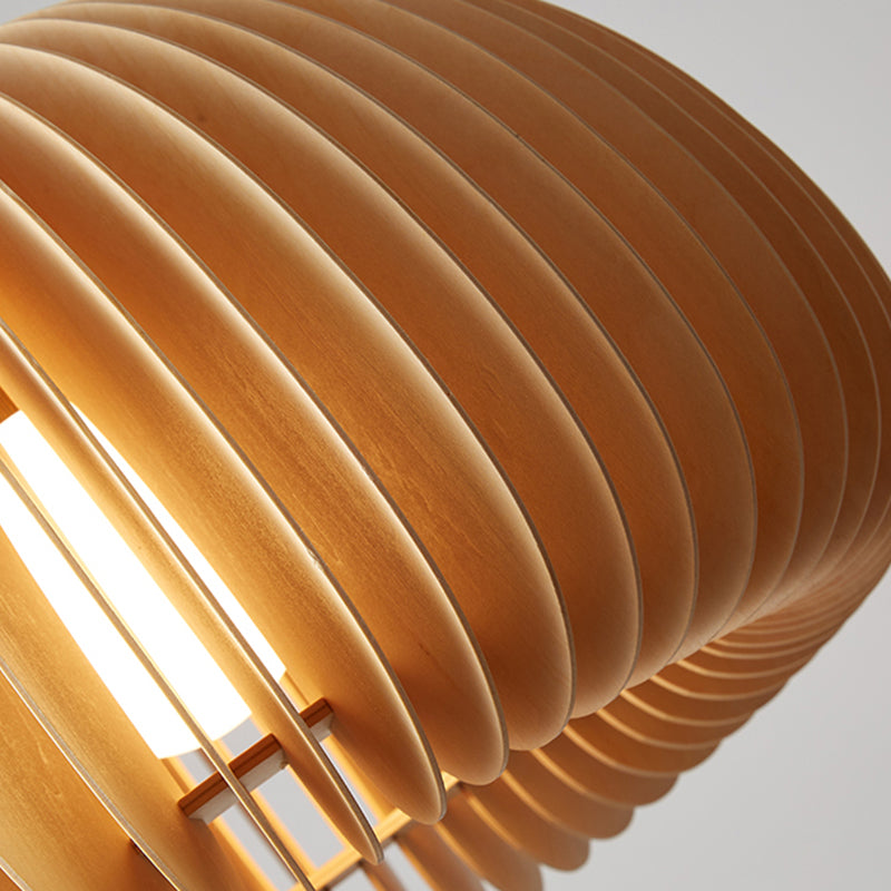 Lampada a ciondolo a cupola in legno Moderna 1 testa da 16,5 "Luce di sospensione beige larga per il ristorante