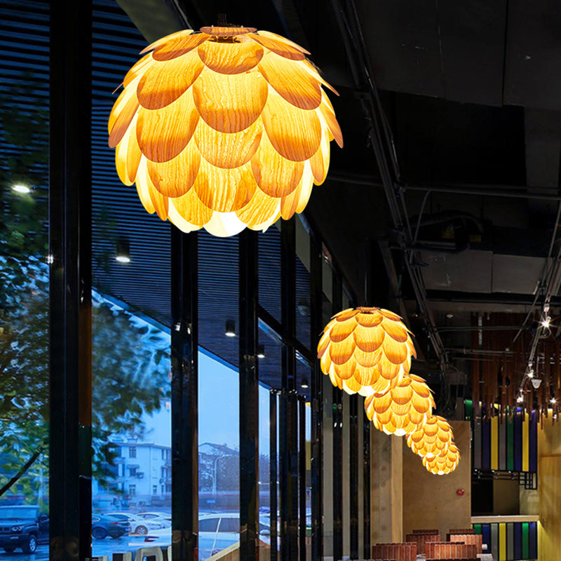 Moderner Stil Anhänger leichte Kiefernkegel Holz hängende Licht für das Restaurant