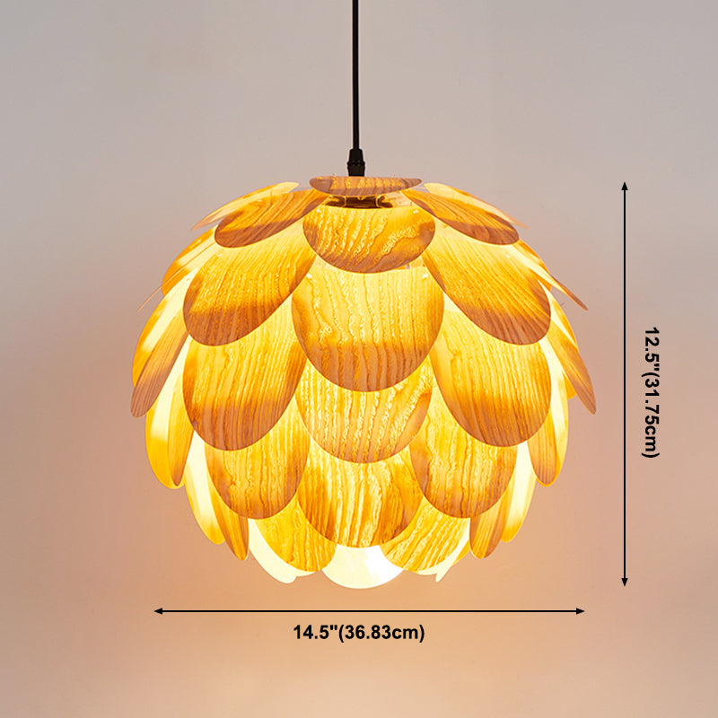 Moderner Stil Anhänger leichte Kiefernkegel Holz hängende Licht für das Restaurant