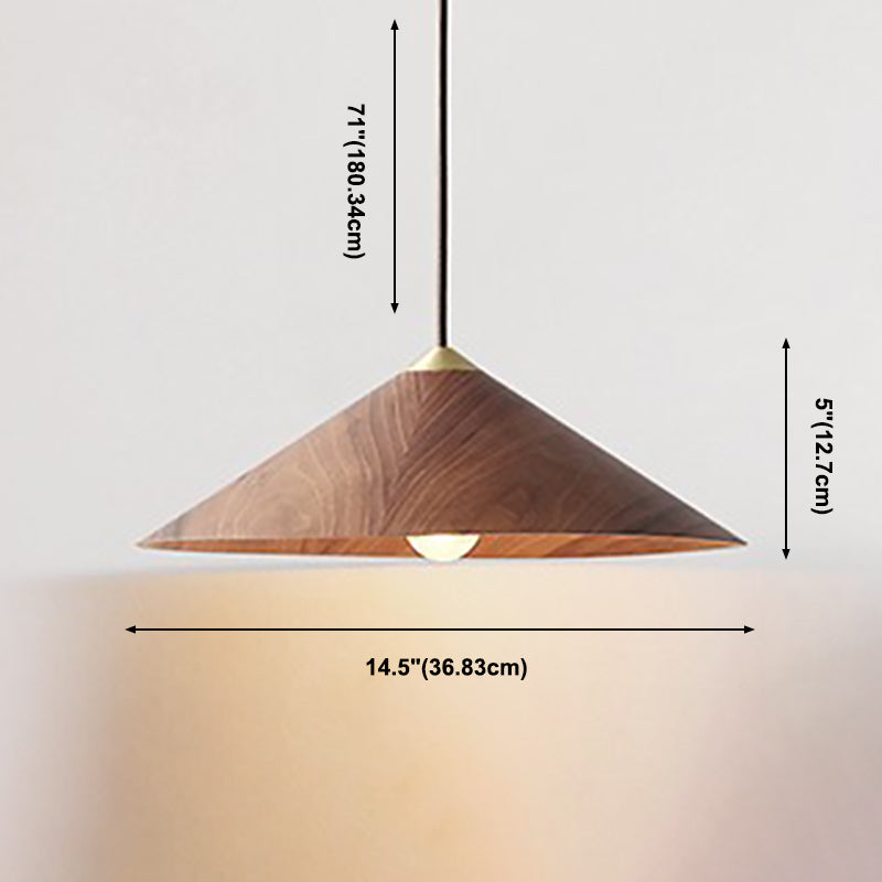 Moderne eenvoud 1 hoofd hangende licht houten kegel hanglamp voor eetkamer