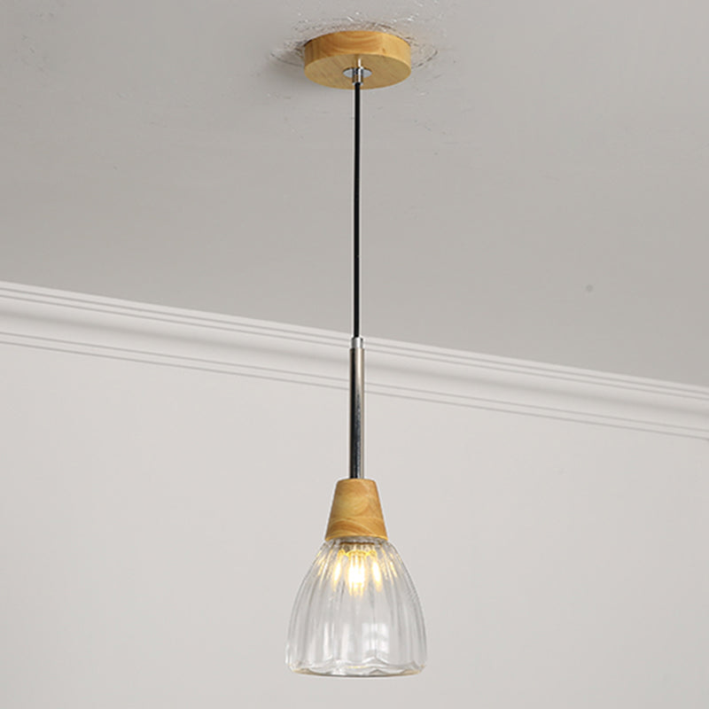 Geometrisches Glas hängend hängendes Holz zeitgenössischer Stil Anhänger Licht für Küche