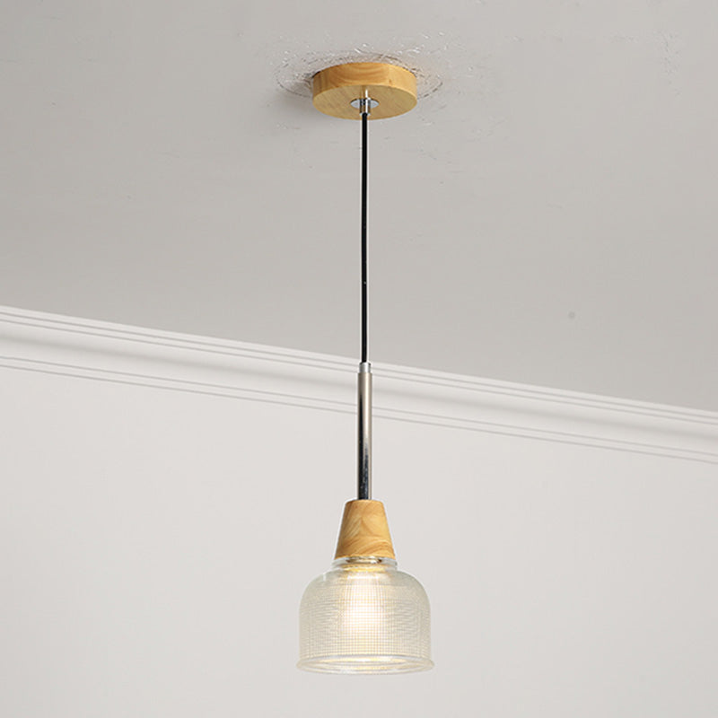 Geometrisches Glas hängend hängendes Holz zeitgenössischer Stil Anhänger Licht für Küche