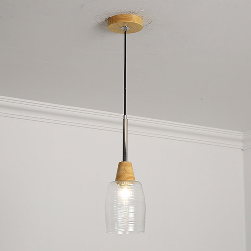 Geometrisches Glas hängend hängendes Holz zeitgenössischer Stil Anhänger Licht für Küche