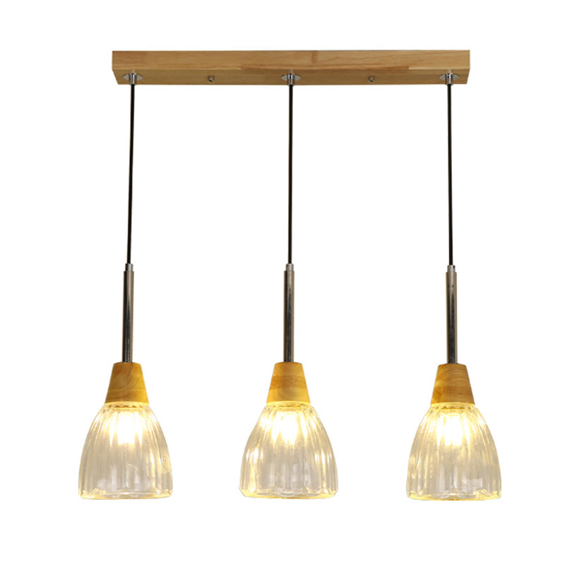 Geometrisches Glas hängend hängendes Holz zeitgenössischer Stil Anhänger Licht für Küche