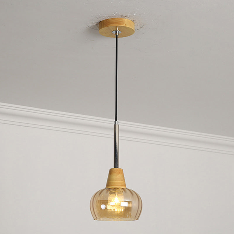 Geometrisches Glas hängend hängendes Holz zeitgenössischer Stil Anhänger Licht für Küche