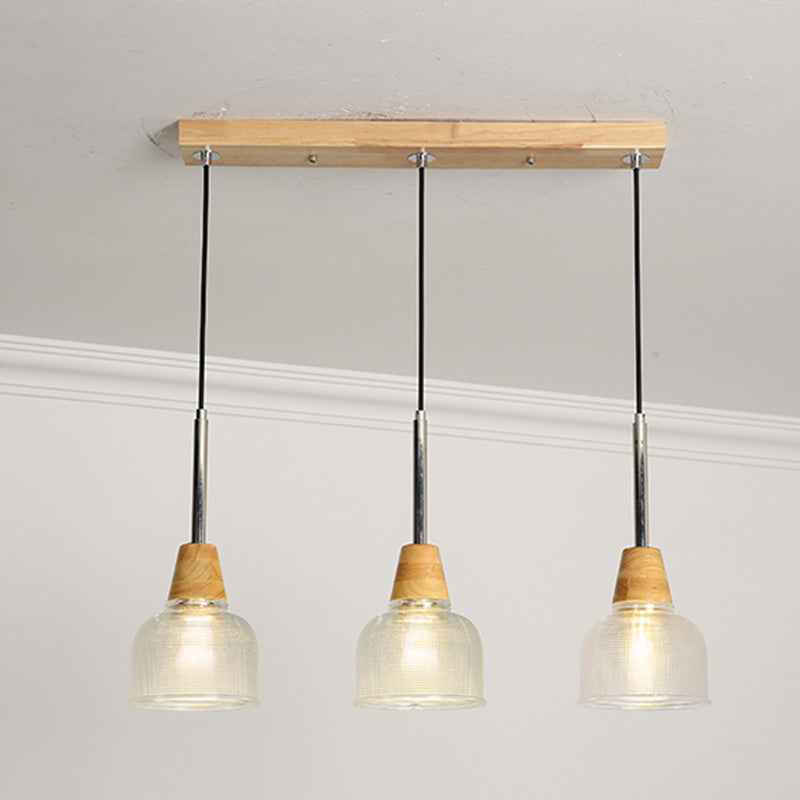 Geometrisches Glas hängend hängendes Holz zeitgenössischer Stil Anhänger Licht für Küche