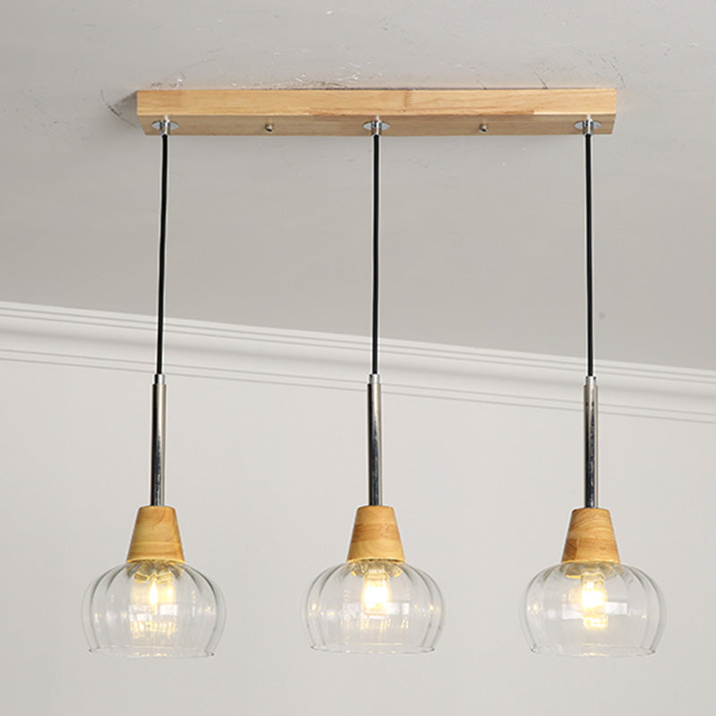 Geometrisches Glas hängend hängendes Holz zeitgenössischer Stil Anhänger Licht für Küche