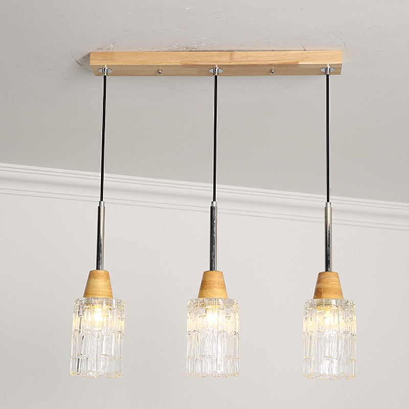 Geometrisches Glas hängend hängendes Holz zeitgenössischer Stil Anhänger Licht für Küche
