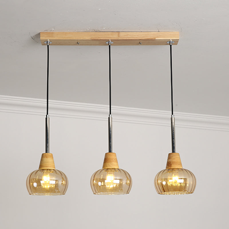 Geometrisches Glas hängend hängendes Holz zeitgenössischer Stil Anhänger Licht für Küche