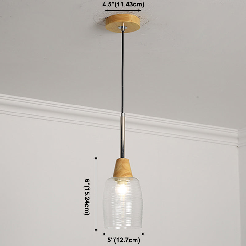 Geometrisches Glas hängend hängendes Holz zeitgenössischer Stil Anhänger Licht für Küche