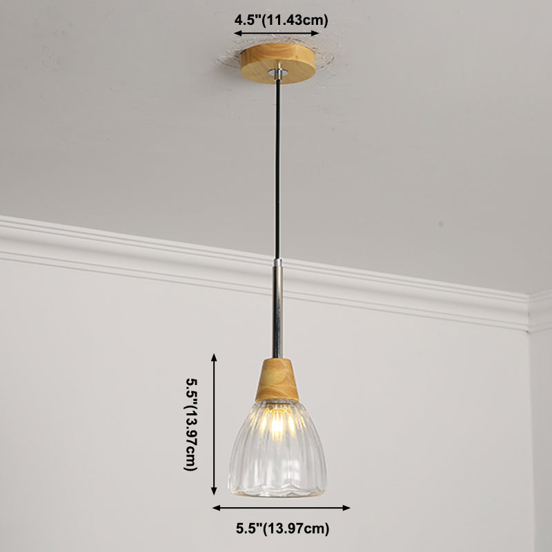 Geometrisches Glas hängend hängendes Holz zeitgenössischer Stil Anhänger Licht für Küche
