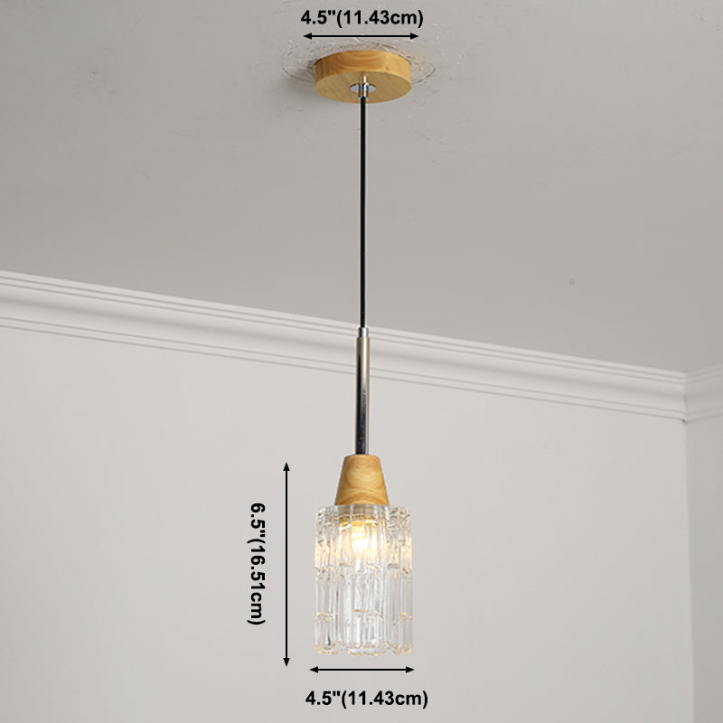 Geometrisches Glas hängend hängendes Holz zeitgenössischer Stil Anhänger Licht für Küche