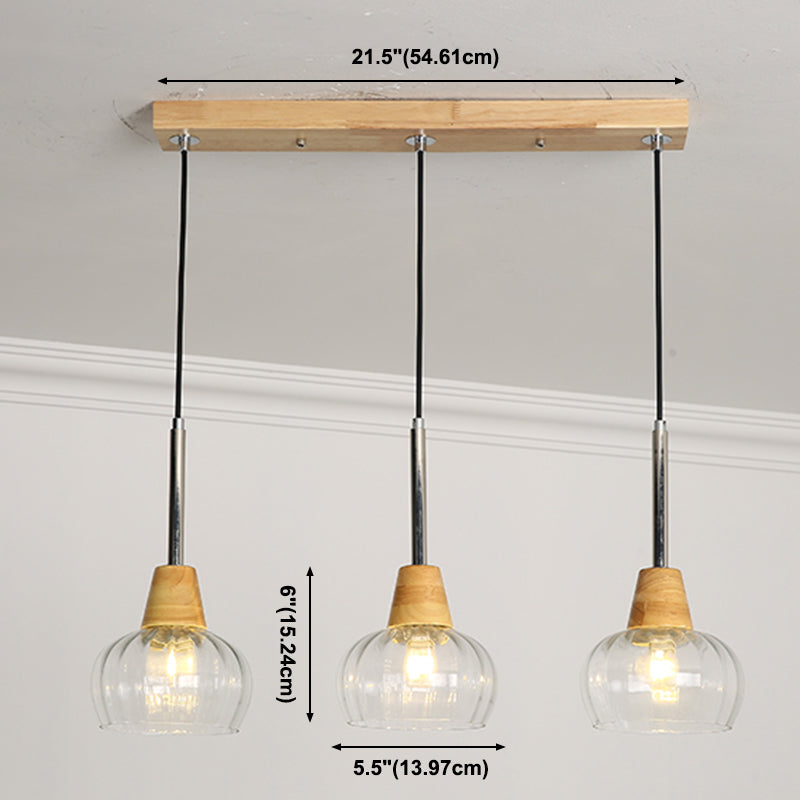 Geometrisches Glas hängend hängendes Holz zeitgenössischer Stil Anhänger Licht für Küche