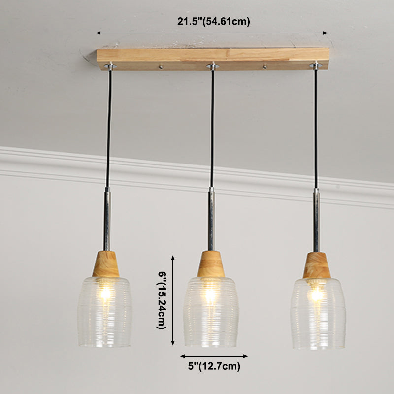 Geometrisches Glas hängend hängendes Holz zeitgenössischer Stil Anhänger Licht für Küche