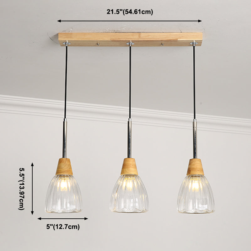 Geometrisches Glas hängend hängendes Holz zeitgenössischer Stil Anhänger Licht für Küche