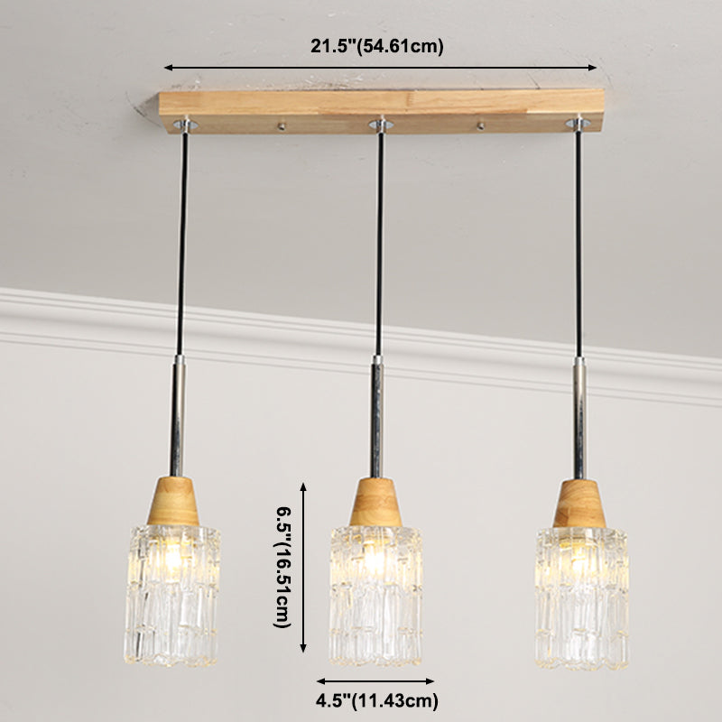 Geometrisches Glas hängend hängendes Holz zeitgenössischer Stil Anhänger Licht für Küche