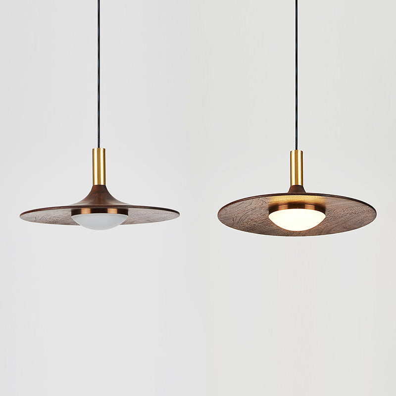 Braune Anhänger Beleuchtungsrichtung moderne Kegelform aus Walnussholz hängende Licht