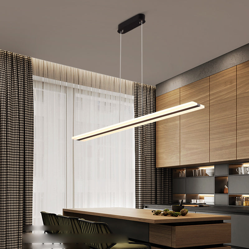 LED Simple Island Lamp Modern Style Rectangle Pendant Light Fixture for Dining Room