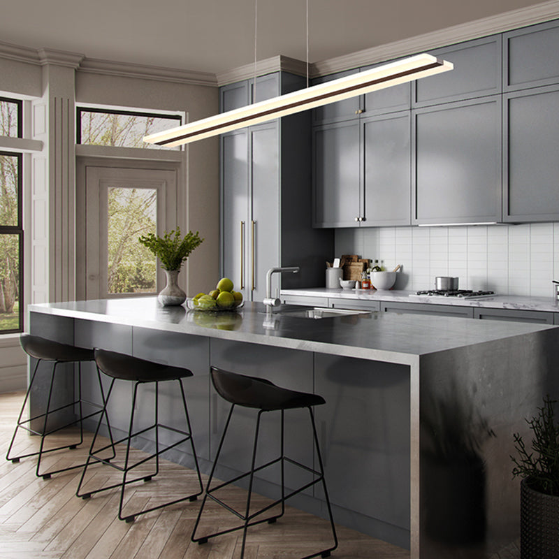 LED Simple Island Lamp Modern Style Rectangle Pendant Light Fixture for Dining Room