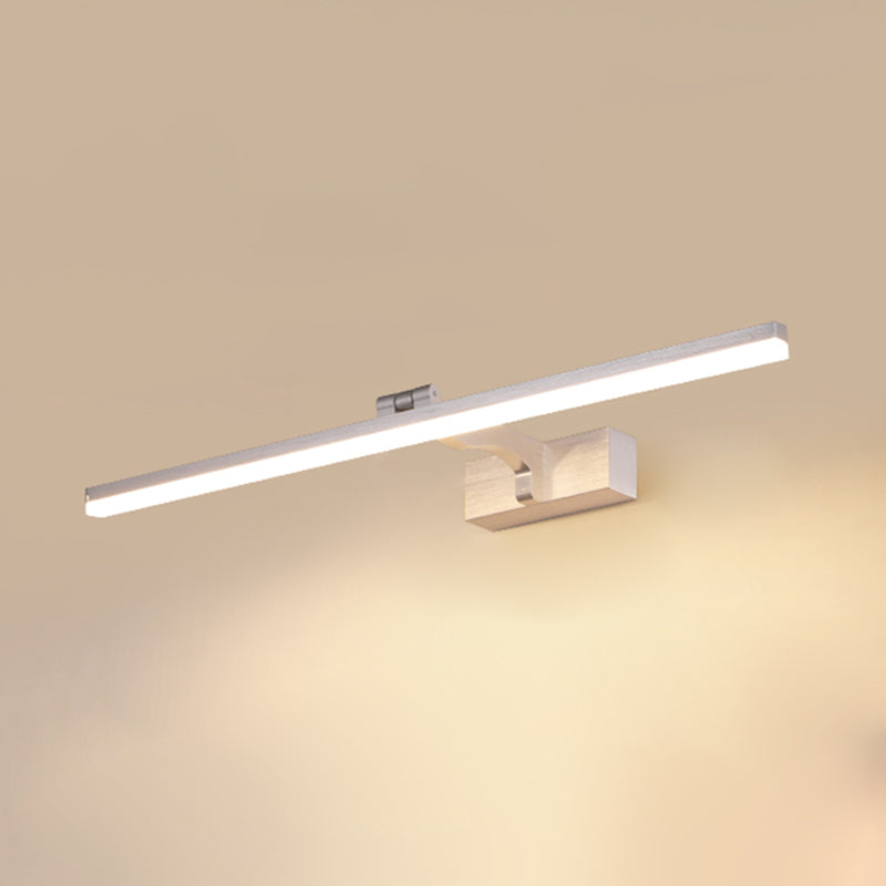 Simplicity Metal Straight Mirror Light Modern Aluminum 1 Light Wall Sconce for Bathroom