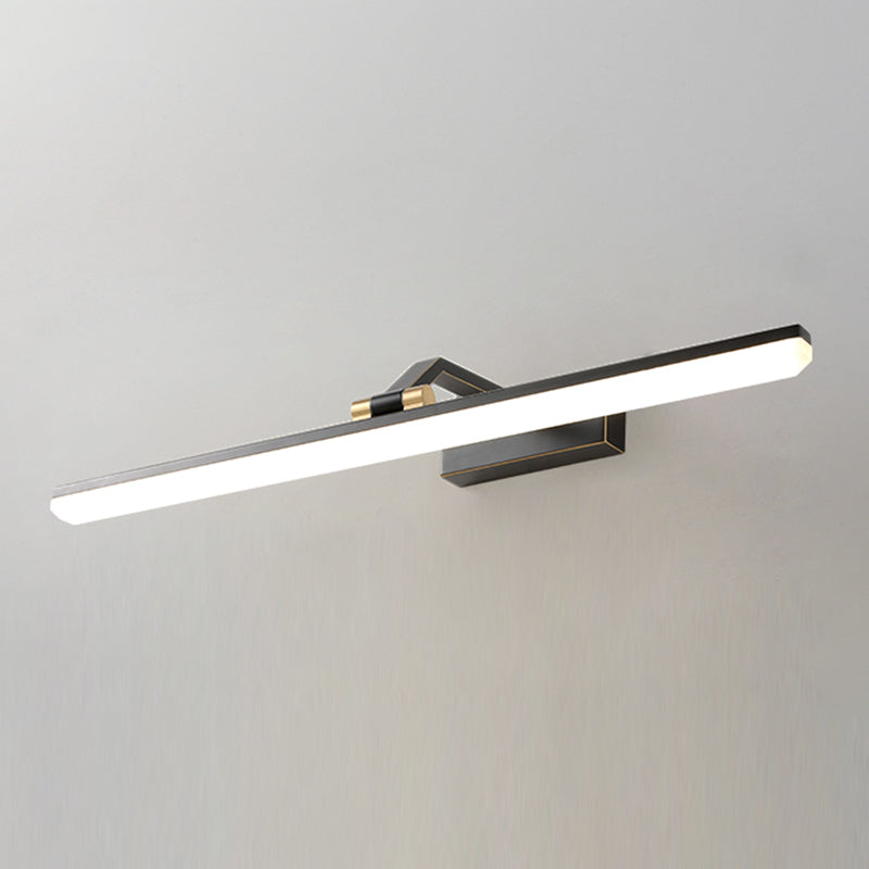 Brass Straight Mirror Light Modern Style Single Light Wall Lamp for Bathroom
