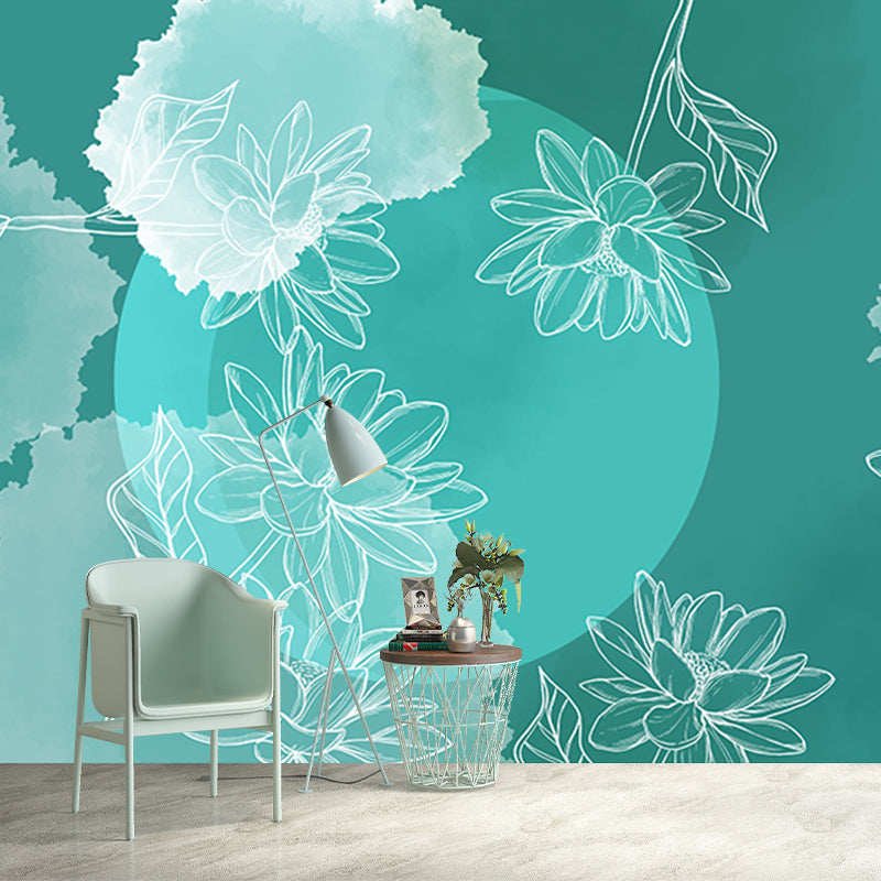 Tropical Style Plant Mural Wallpaper Contemporary for Dining Room Decor