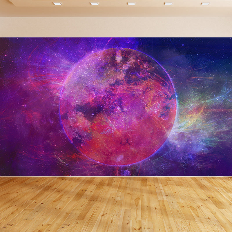 Outer Space Modern Style Mural Environment Friendly Wall Covering for Sleeping Room