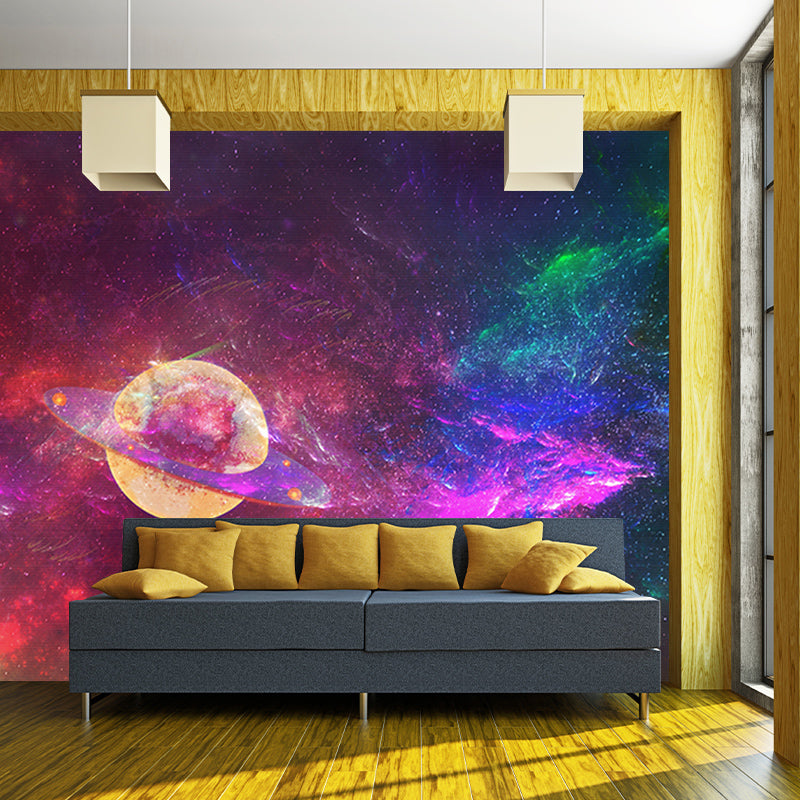 Outer Space Modern Style Mural Environment Friendly Wall Covering for Sleeping Room