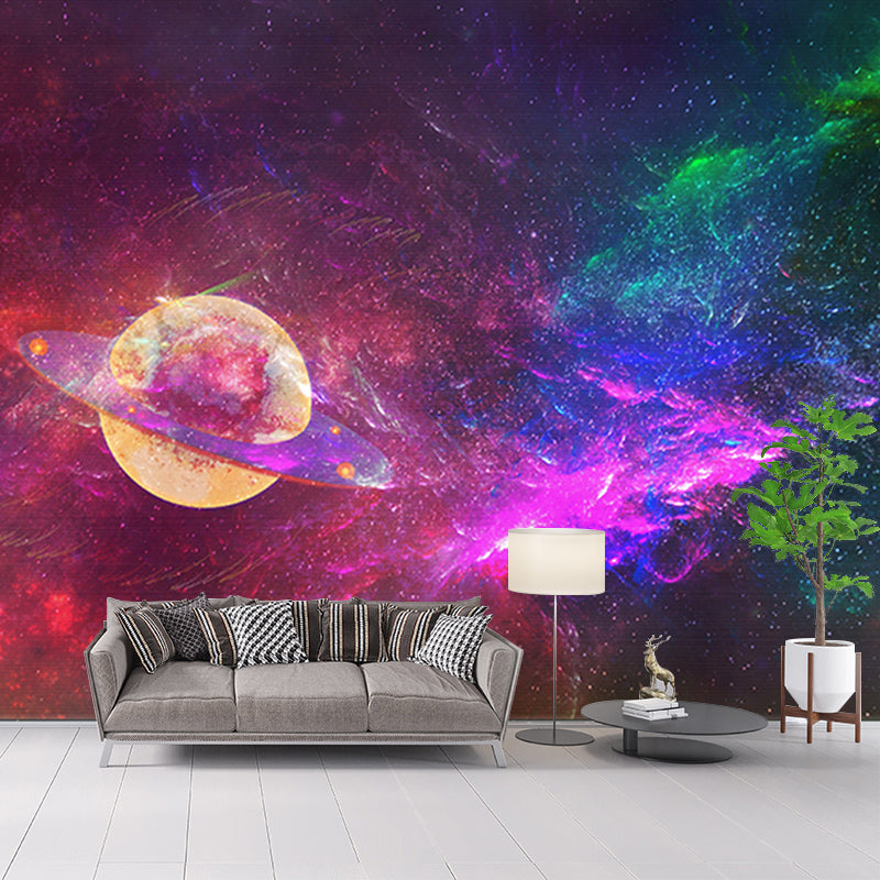 Outer Space Modern Style Mural Environment Friendly Wall Covering for Sleeping Room