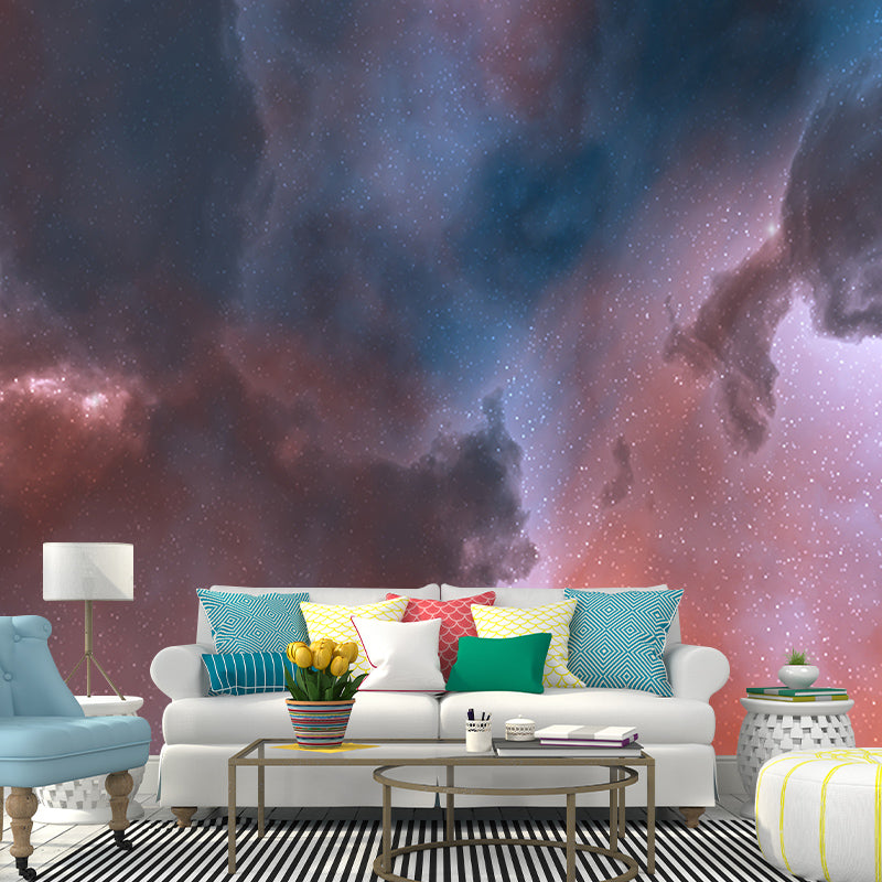 Outer Space Modern Style Mural Environment Friendly Wall Covering for Sleeping Room
