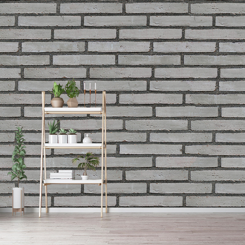 Gray Brick Wall Mural Environment Friendly Wall Covering for Sleeping Room