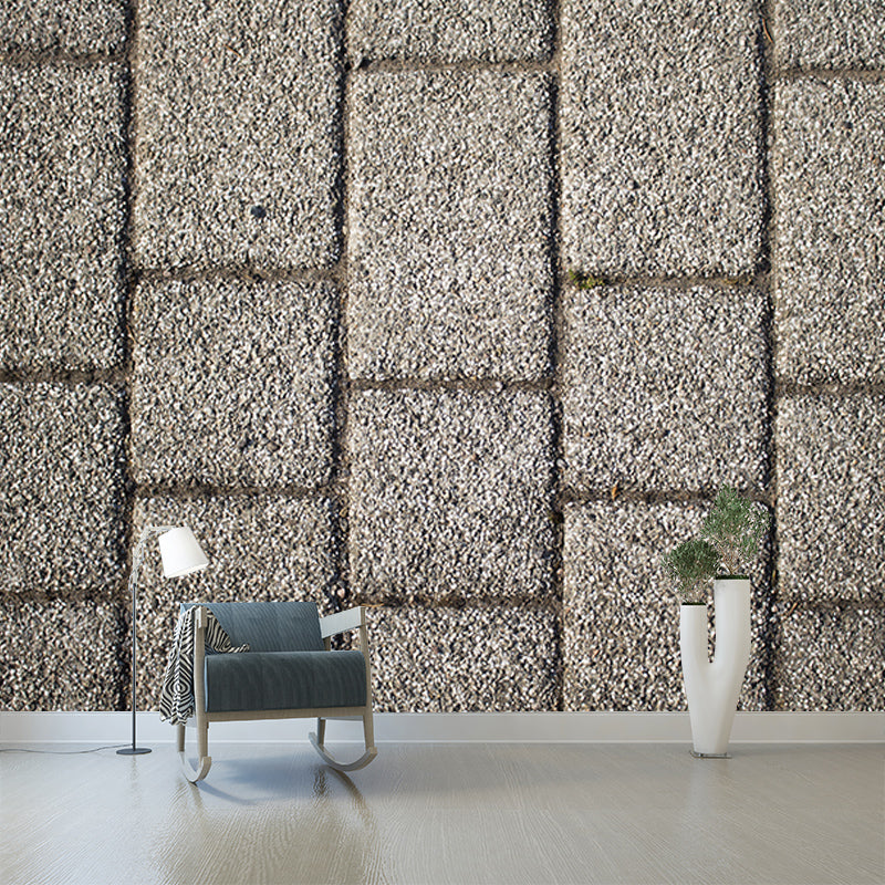 Gray Brick Wall Mural Environment Friendly Wall Covering for Sleeping Room