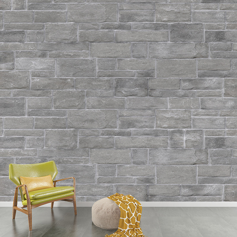 Gray Brick Wall Mural Environment Friendly Wall Covering for Sleeping Room