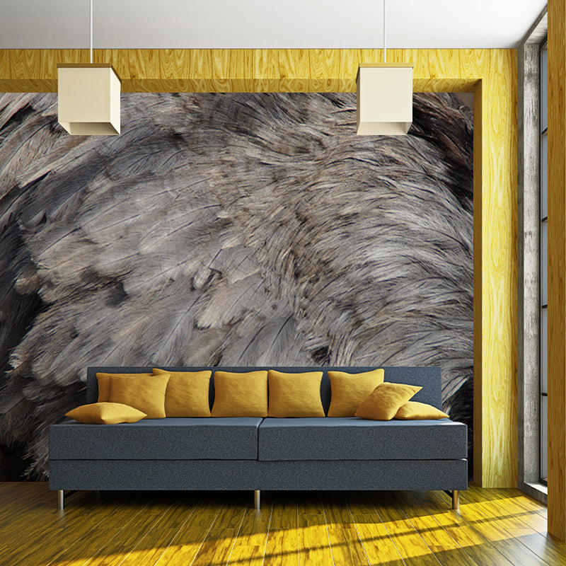 Feather Mural Wallpaper Moisture Resistant Art for Bedroom, Custom Size Available