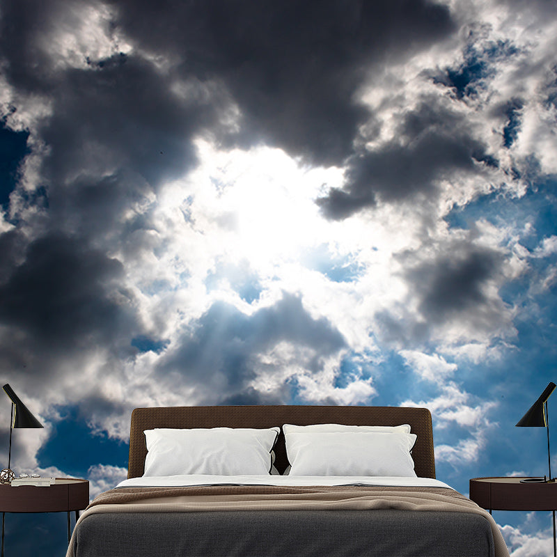 Blue Sky Modern Style Water Resistant Sitting Room Wall Covering, Personalized Size