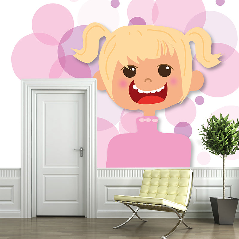 Horizontal Illustration Cartoon Mural Environment Friendly Wallpaper for Kid's Bedroom