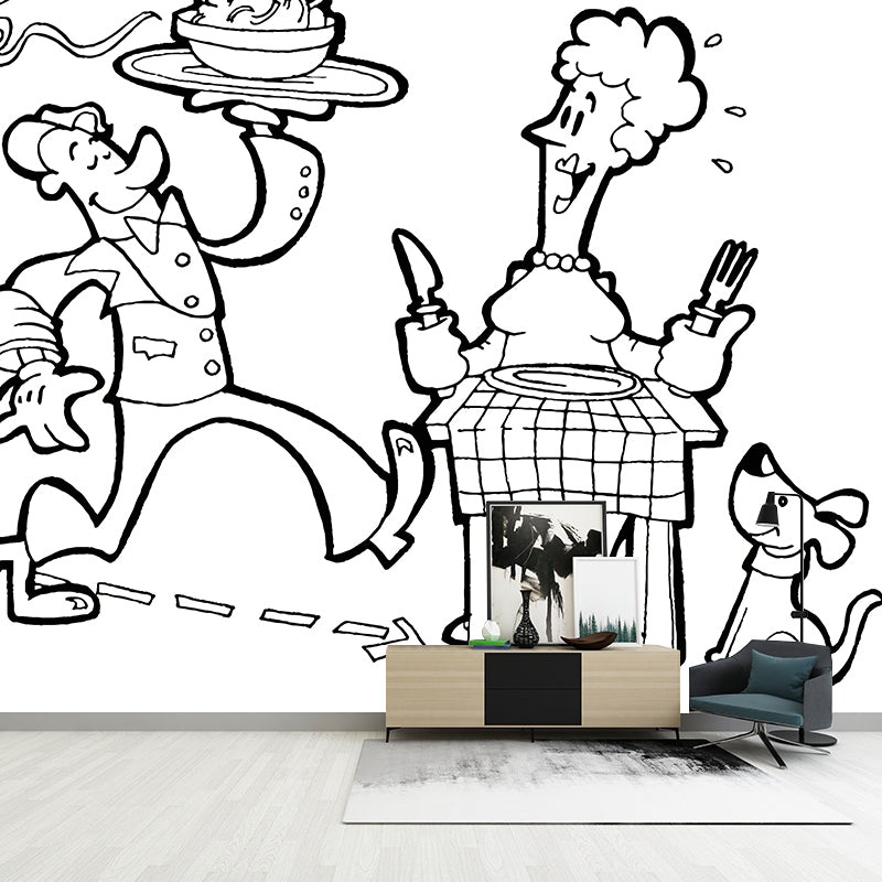 Horizontal Illustration Cartoon Mural Environment Friendly Wallpaper for Kid's Bedroom