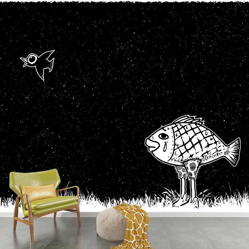 Illustration Cartoon Mural Environment Friendly Wallpaper for Kid's Bedroom