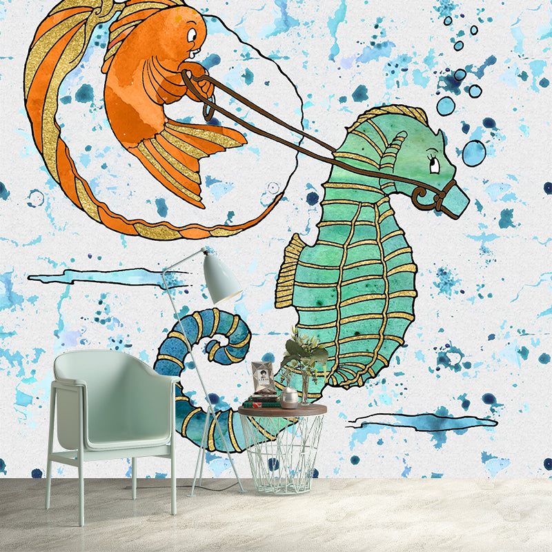 Illustration Cartoon Mural Environment Friendly Wallpaper for Kid's Bedroom