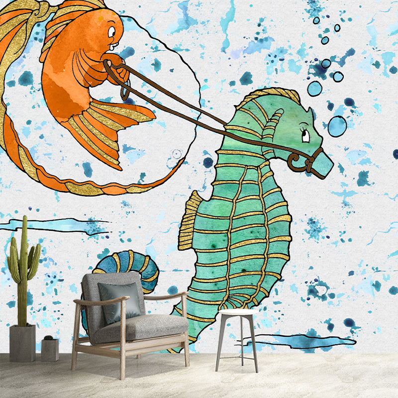 Illustration Cartoon Mural Environment Friendly Wallpaper for Kid's Bedroom