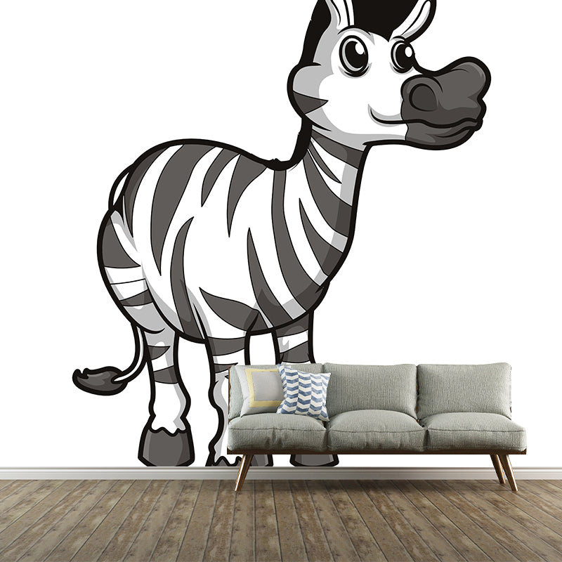 Horizontal Illustration Cartoon Mural Mildew Resistant Wallpaper for Kid's Bedroom