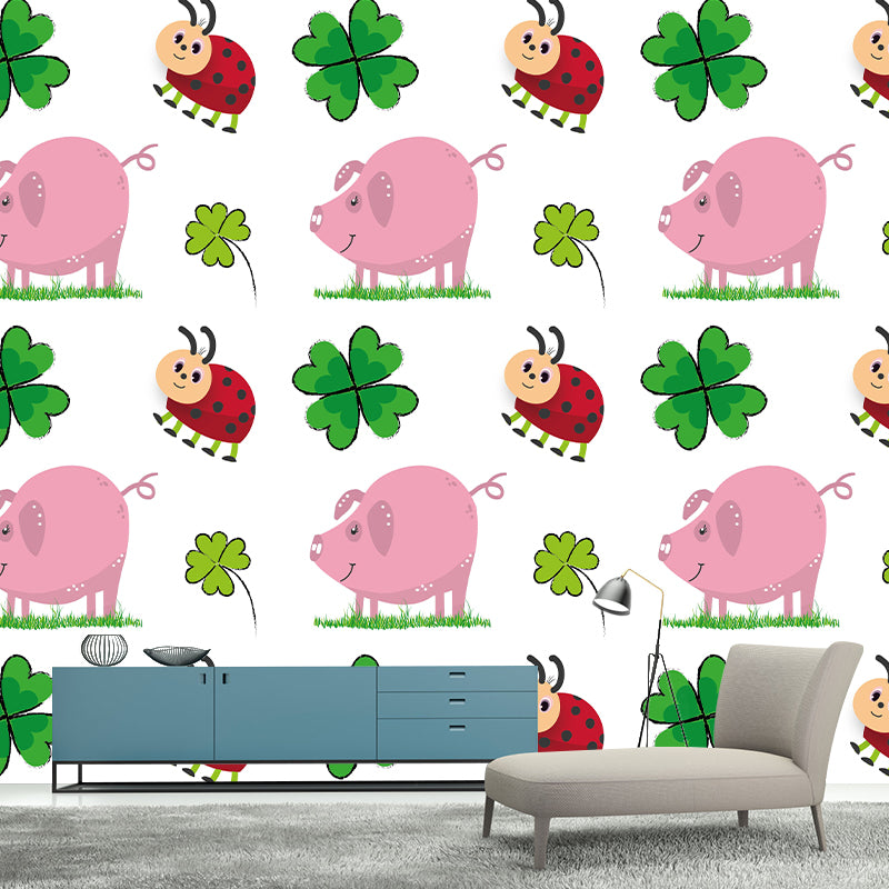 Illustration Cartoon Mural Wallpaper Environment Friendly for Kid's Bedroom