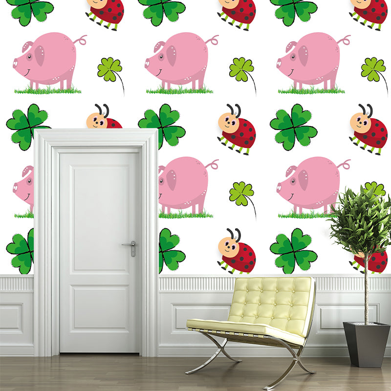 Illustration Cartoon Mural Wallpaper Environment Friendly for Kid's Bedroom