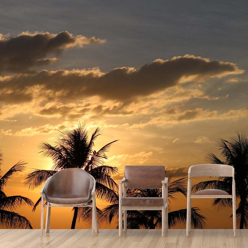 Horizontal Photography Palm Tree Mural Mildew Resistant Wallpaper for Wall Decor