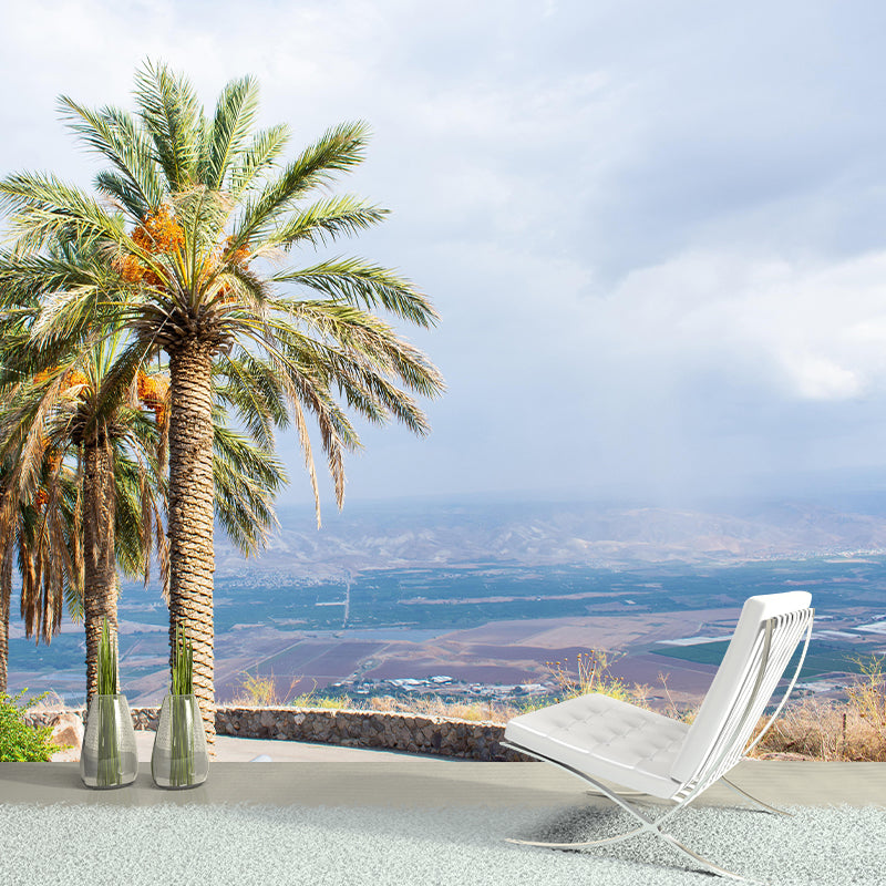 Horizontal Photography Palm Tree Mural Mildew Resistant Wallpaper for Wall Decor